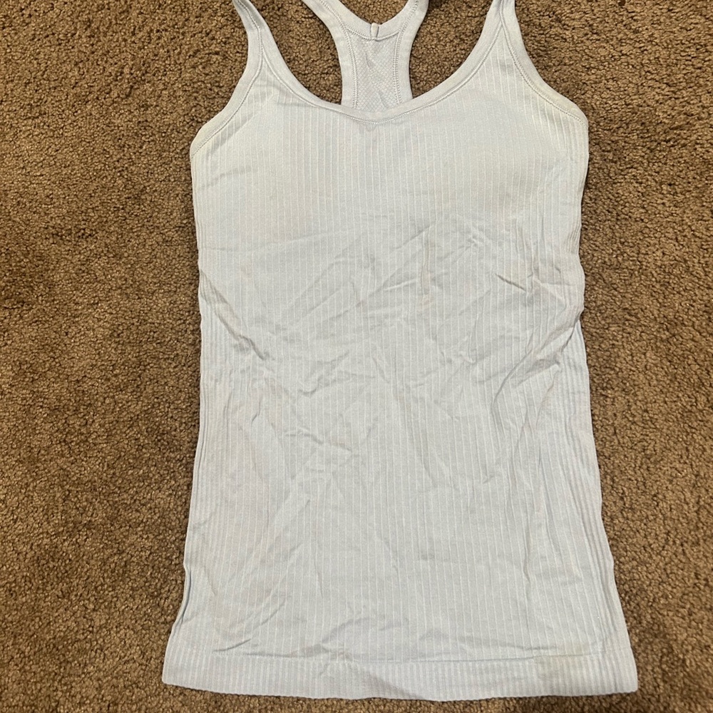 Blue Ribbed Women's Tank Top